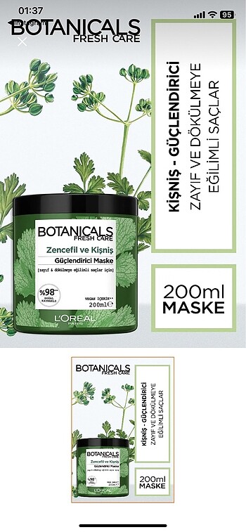 2*Botanicals Fresh Care Kişniş Güç Kaynağı Maske 200 ml