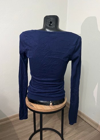 m Beden mavi Renk Lacivert V Yaka Düğmeli Kadın Hırka