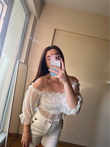 s Beden beyaz Renk Crop bluz