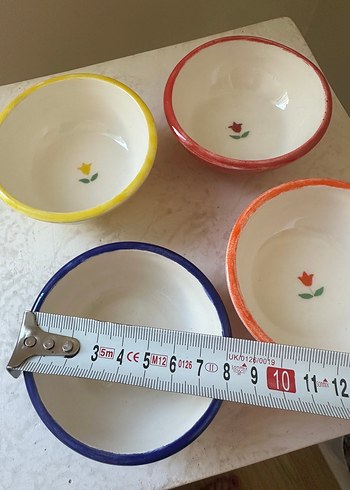 Çiçek Desenli Renkli Çini Seramik Kase Seti 4 lü - Görsel 3