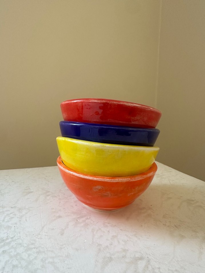 Çiçek Desenli Renkli Çini Seramik Kase Seti 4 lü - Görsel 4