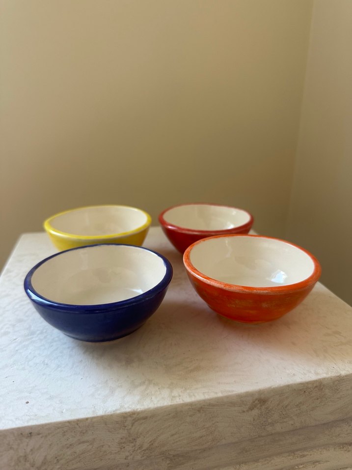 Çiçek Desenli Renkli Çini Seramik Kase Seti 4 lü - Görsel 2