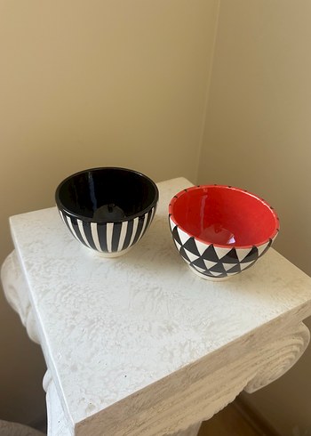 Siyah Desenli Çini Kase Çerezlik Seti 2li - Görsel 2