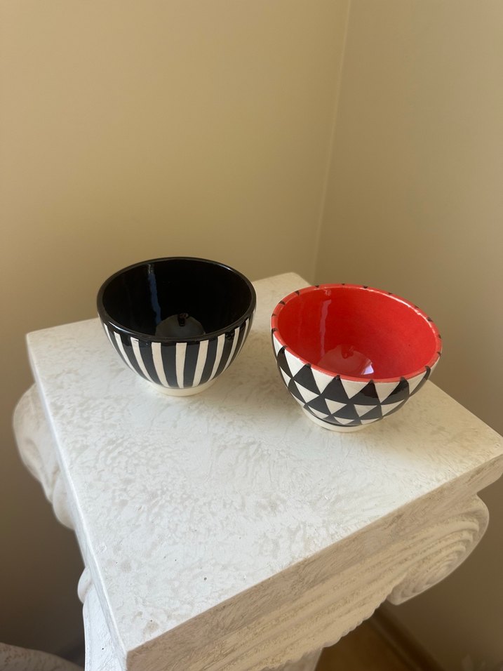 Siyah Desenli Çini Kase Çerezlik Seti 2li - Görsel 2