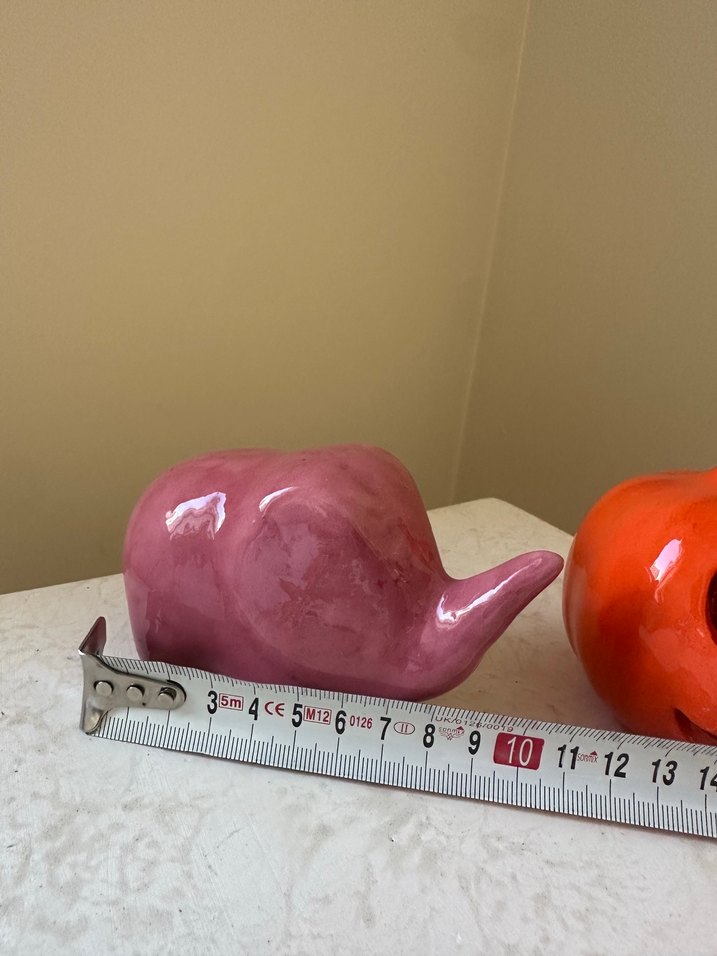 Renkli Turuncu Bal Kabağı Figür ve Pembe Fil Biblo - Görsel 3