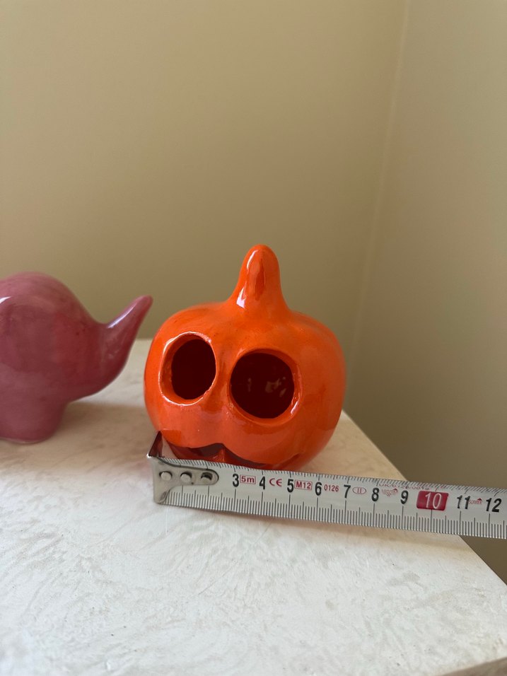 Renkli Turuncu Bal Kabağı Figür ve Pembe Fil Biblo - Görsel 2