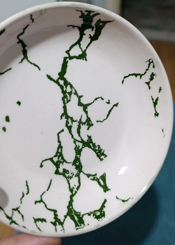 Yeşil Desenli Beyaz kahvaltı tabağı - Görsel 3