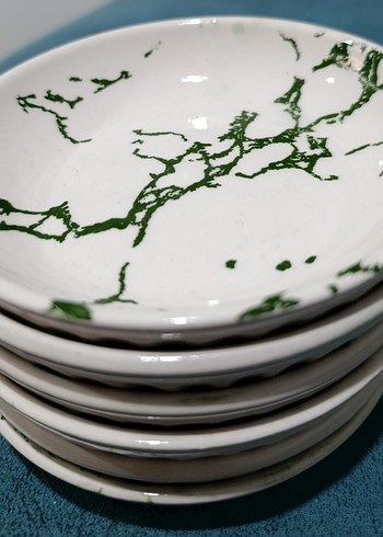 Yeşil Desenli Beyaz kahvaltı tabağı - Görsel 2