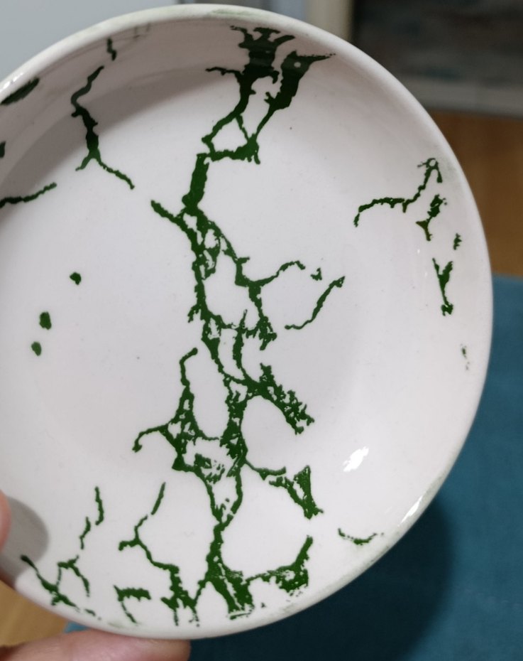 Yeşil Desenli Beyaz kahvaltı tabağı - Görsel 3