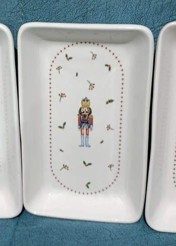 Beyaz Desenli 3'lü Porselen Servis Tabağı - Görsel 3