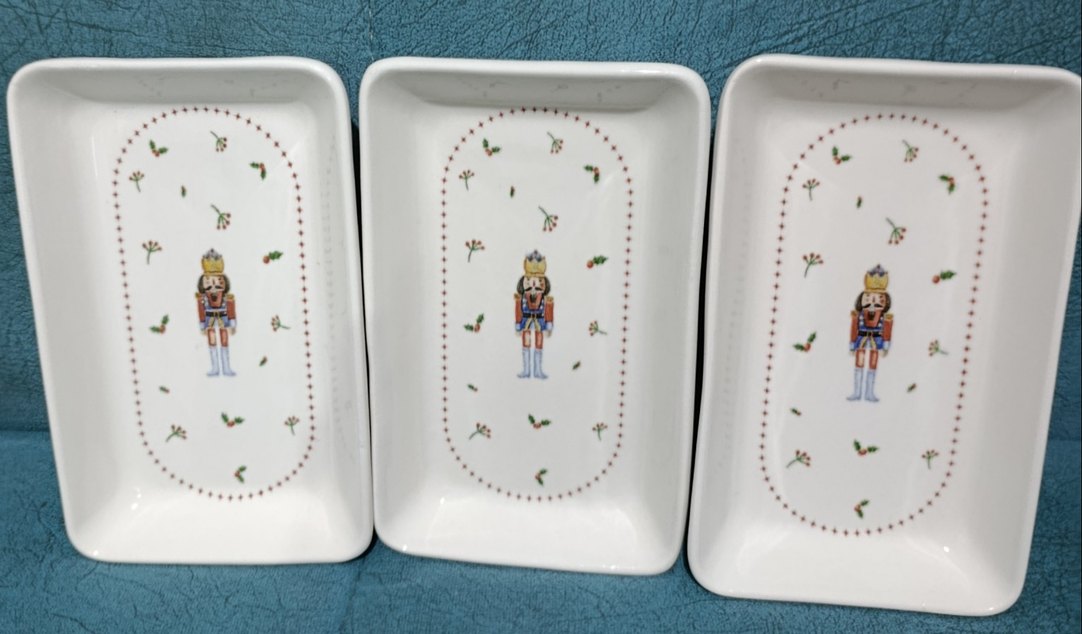 Beyaz Desenli 3'lü Porselen Servis Tabağı - Görsel 3