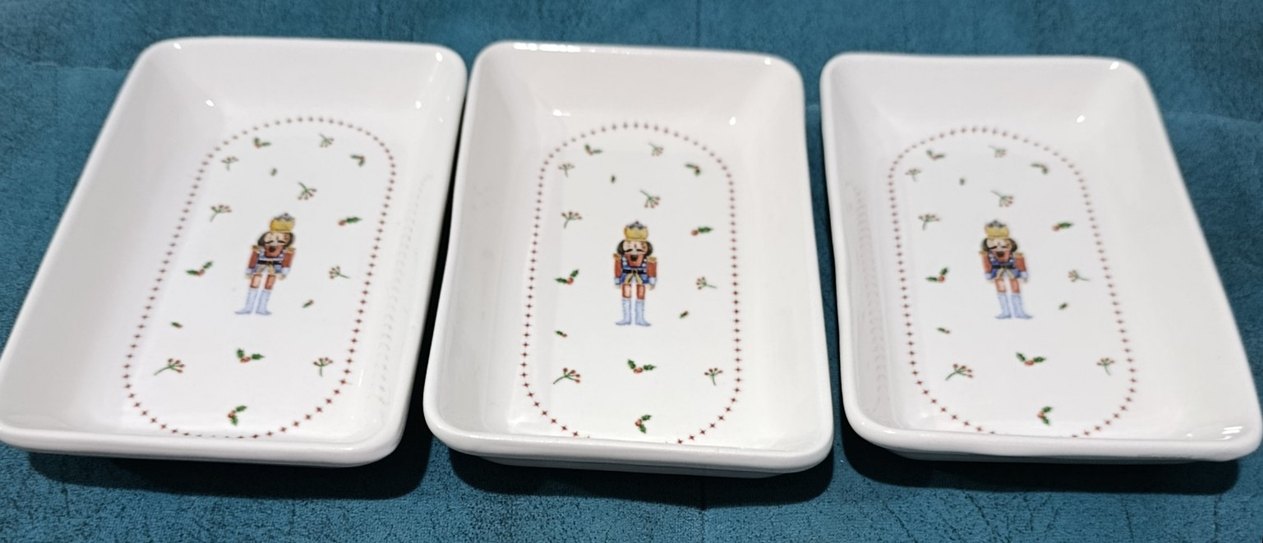 Beyaz Desenli 3'lü Porselen Servis Tabağı - Görsel 5