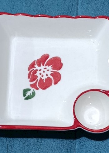 Kırmızı Kenarlı Çiçek Desenli Porselen Tabak Seti - Görsel 2