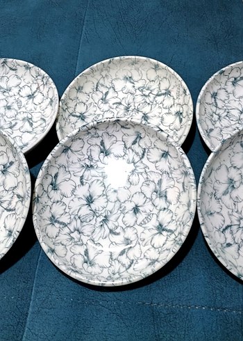 yeşili Beyaz Desenli 6'lı Tabak Seti - Görsel 5