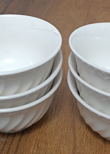 Beyaz Dalgalı Desen, seramik Kase Seti - Görsel 4