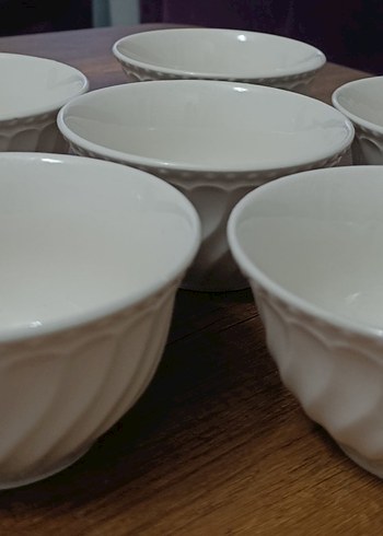 Beyaz Dalgalı Desen, seramik Kase Seti - Görsel 2