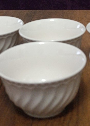 Beyaz Dalgalı Desen, seramik Kase Seti - Görsel 3