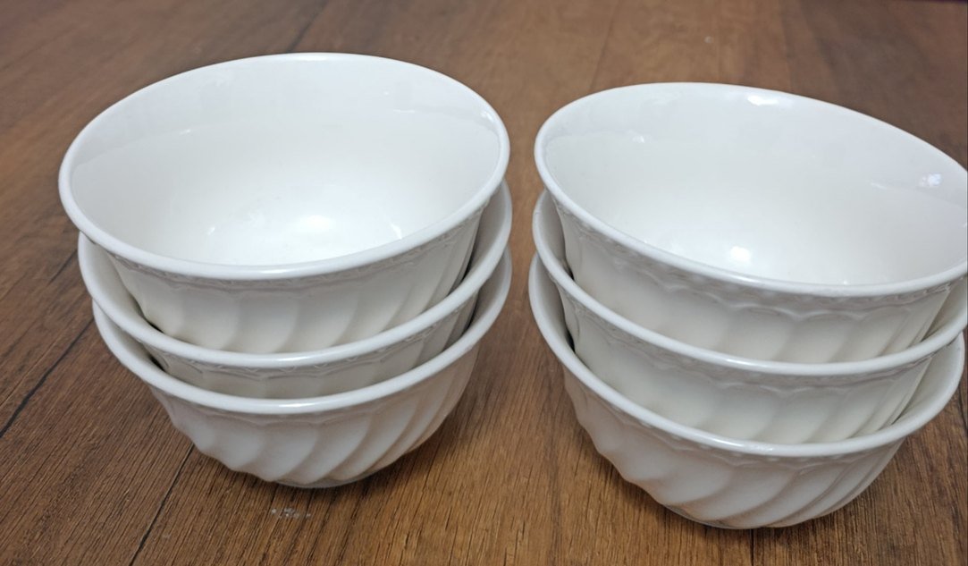 Beyaz Dalgalı Desen, seramik Kase Seti - Görsel 4