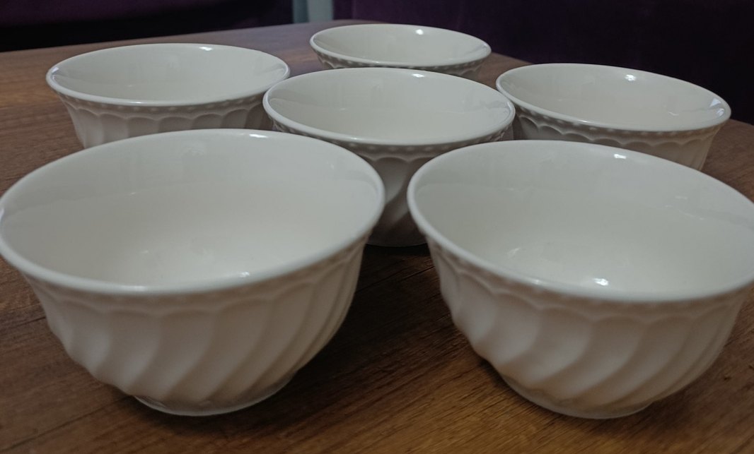 Beyaz Dalgalı Desen, seramik Kase Seti - Görsel 2