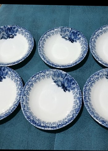 Koyu Mavi Çiçek Desenli Yemek Tabağı Seti - Görsel 2