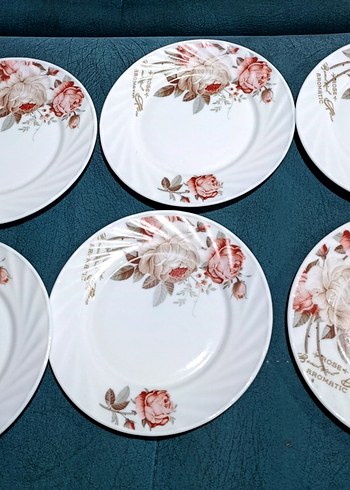 Çiçek Desenli, Beyaz pasta tabağı - Görsel 6