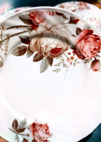 Çiçek Desenli, Beyaz pasta tabağı - Görsel 5