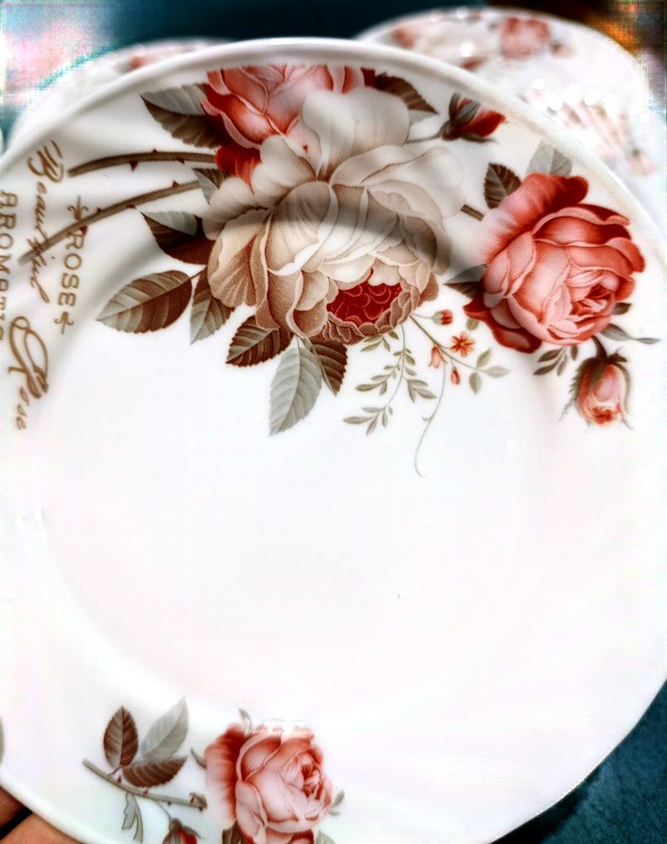 Çiçek Desenli, Beyaz pasta tabağı - Görsel 5