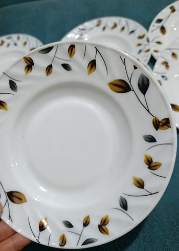 Yaprak Desenli 6'lı Beyaz yemek tabağı - Görsel 2