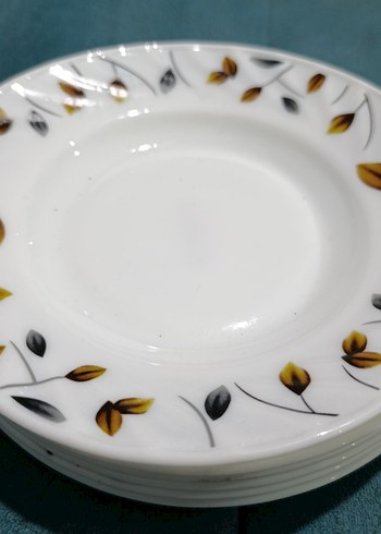 Yaprak Desenli 6'lı Beyaz yemek tabağı - Görsel 3