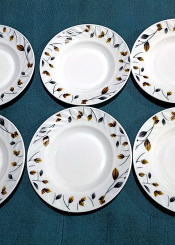 Yaprak Desenli 6'lı Beyaz yemek tabağı - Görsel 5