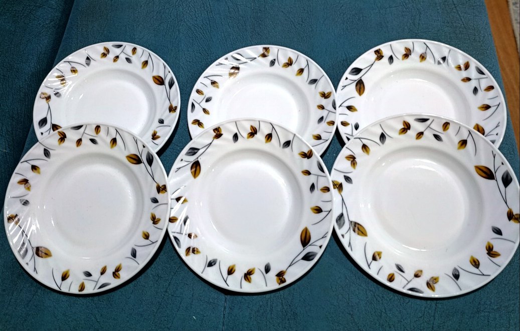 Yaprak Desenli 6'lı Beyaz yemek tabağı - Görsel 4