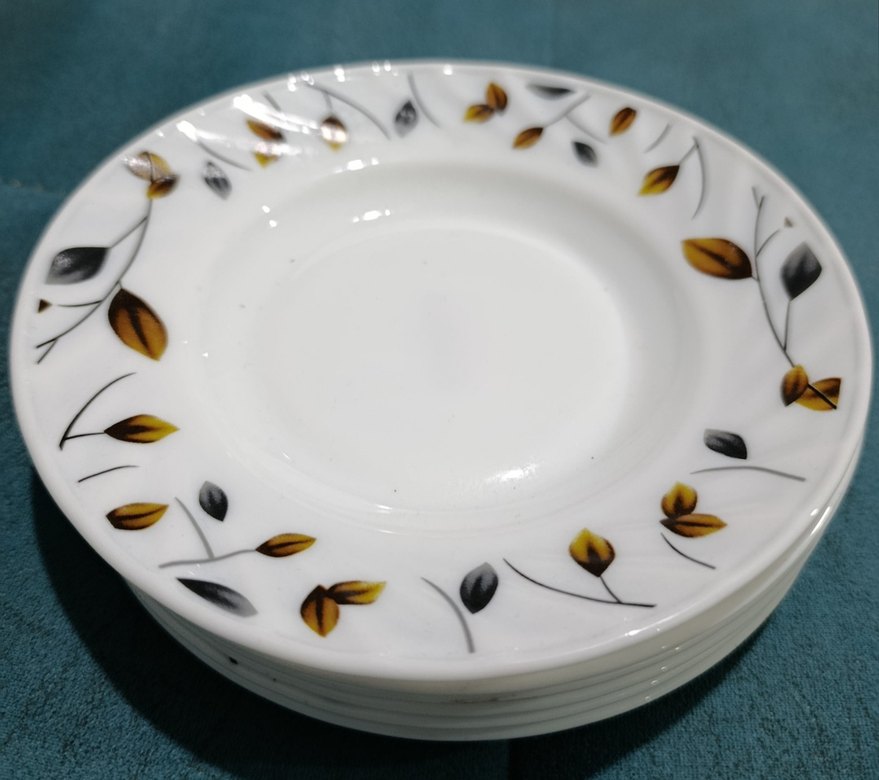 Yaprak Desenli 6'lı Beyaz yemek tabağı - Görsel 3