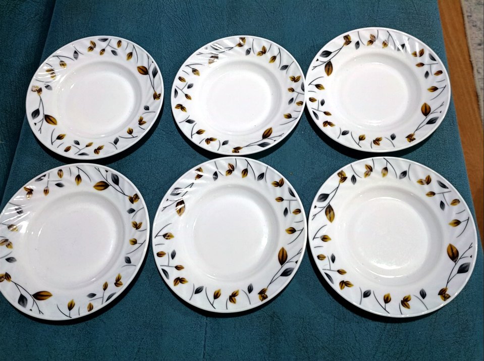 Yaprak Desenli 6'lı Beyaz yemek tabağı - Görsel 5