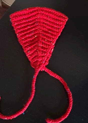 Kırmızı Örgü Kadın Bere Bonnet - Görsel 2