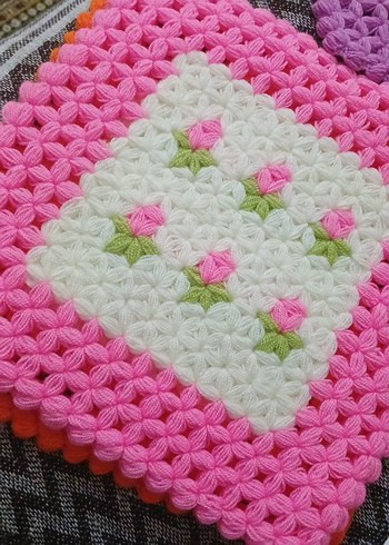 Pembe ve beyaz çiçek desenli banyo süngeri - Görsel 2