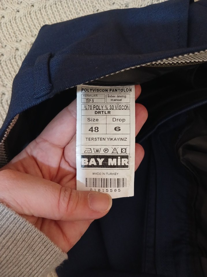 Mavi Pilili Erkek Ofis Pantolonu - Görsel 3