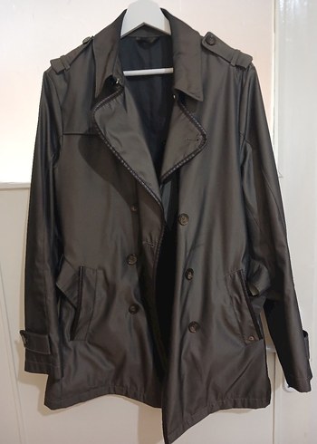 Düğmeli Kahverengi Deri Midi Trençkot - Görsel 2