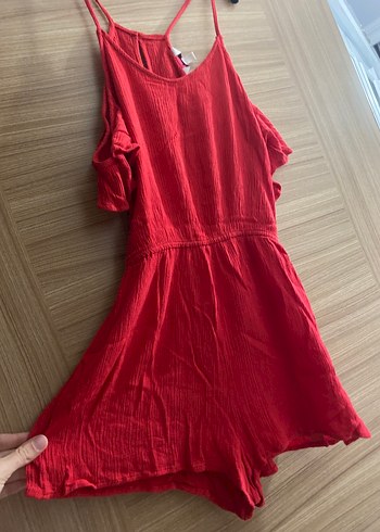 Kırmızı Askılı Midi Bohem Tulum - Görsel 2