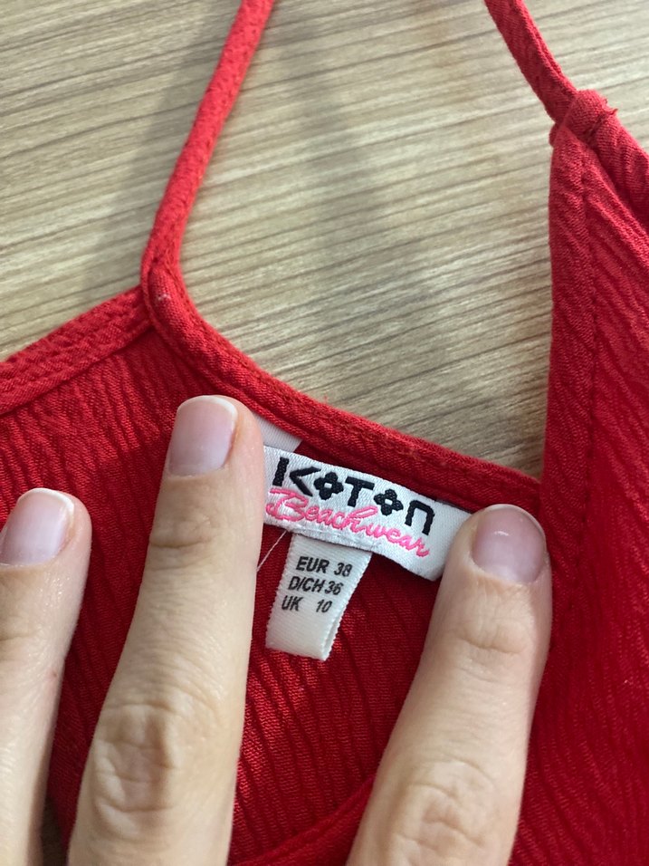 Kırmızı Askılı Midi Bohem Tulum - Görsel 3