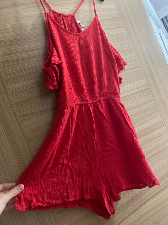 Kırmızı Askılı Midi Bohem Tulum - Görsel 2