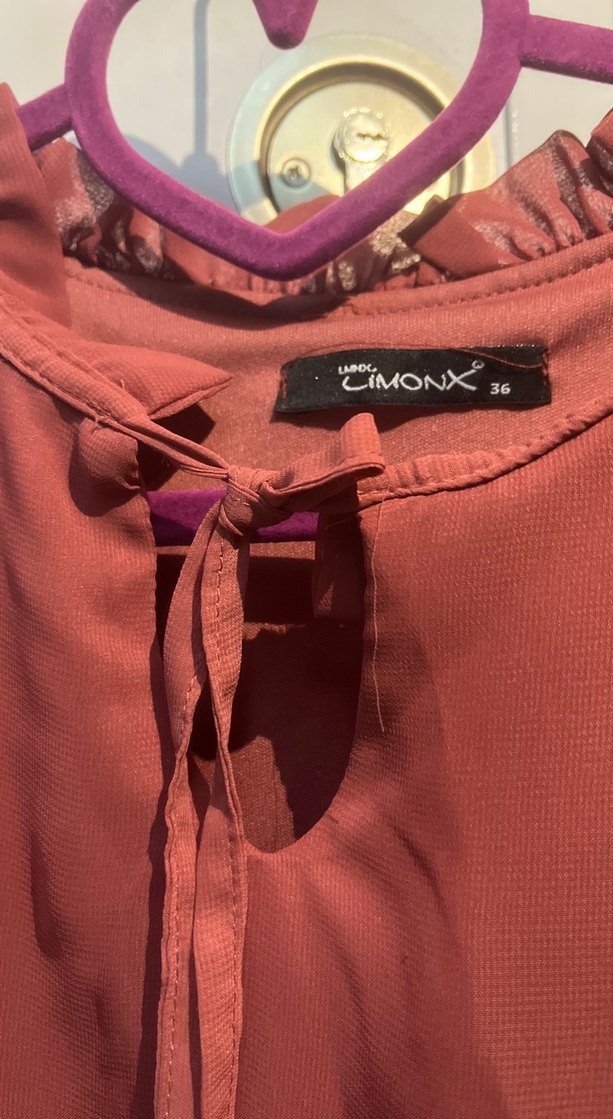 Gül kurusu şifon elbise - Görsel 3