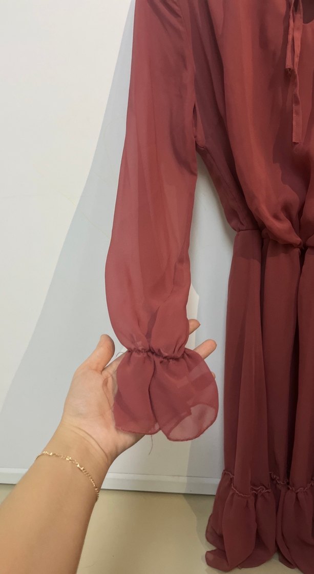 Gül kurusu şifon elbise - Görsel 4