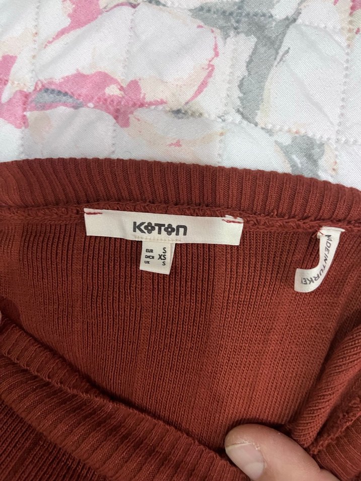 Kiremit rengi Fitilli Boğazlı Kadın Kazak - Görsel 2