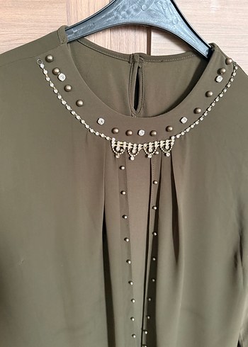 Kadın Haki Uzun tesettür Elbise - Görsel 2