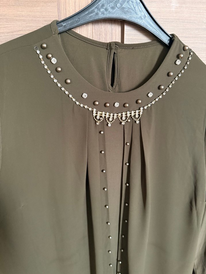 Kadın Haki Uzun tesettür Elbise - Görsel 2