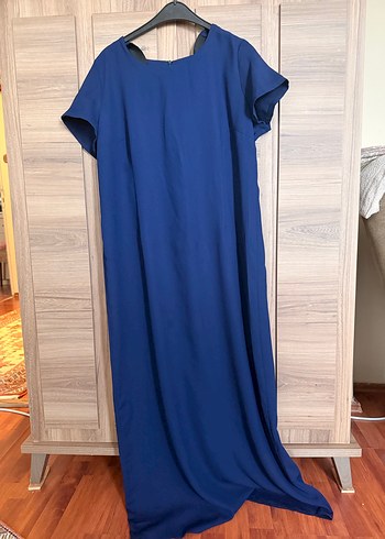 Nakışlı Mavi Uzun Kadın tesettür Elbise - Görsel 2