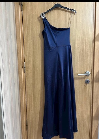 Lacivert Drapeli Uzun Abiye Elbise - Görsel 3