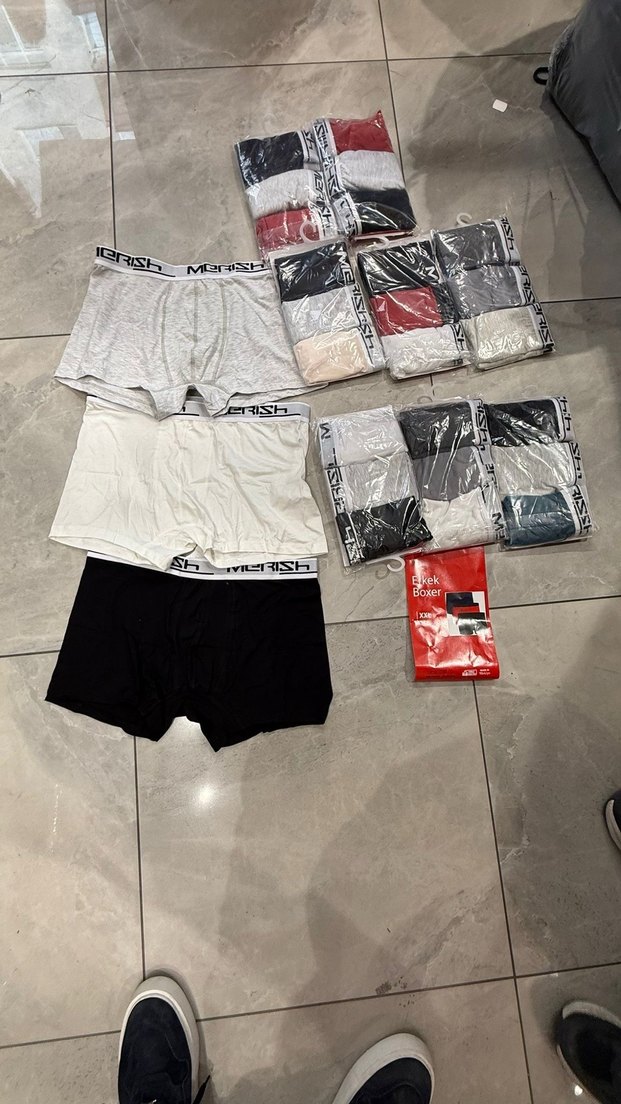 3 lü Erkek Beyaz  siyah ve Gri Boxer - Görsel 2