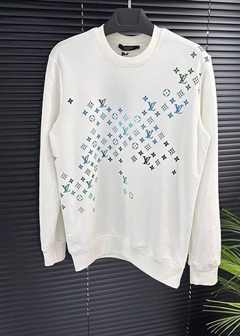 Beyaz Baskılı Uzun Kollu Pamuklu Sweatshirt - Görsel 8