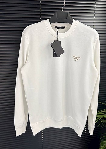 Beyaz Baskılı Uzun Kollu Pamuklu Sweatshirt - Görsel 16